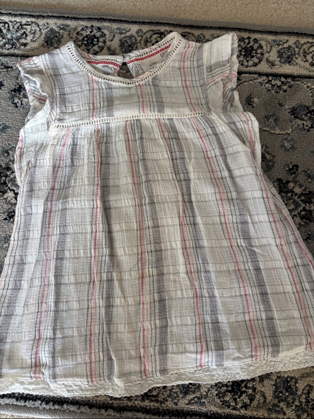 Knox Rose White Top with Pink & Gray Stripes